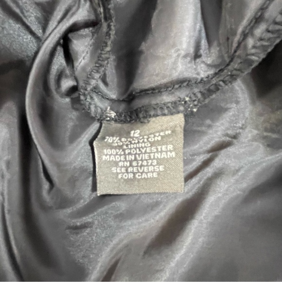 Taylor Nordstrom Black Striped Fit Flare Lined Belted Dress Size 12R Skater NWT - Picture 9 of 10